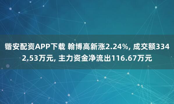 锴安配资APP下载 翰博高新涨2.24%, 成交额3342.53万元, 主力资金净流出116.67万元